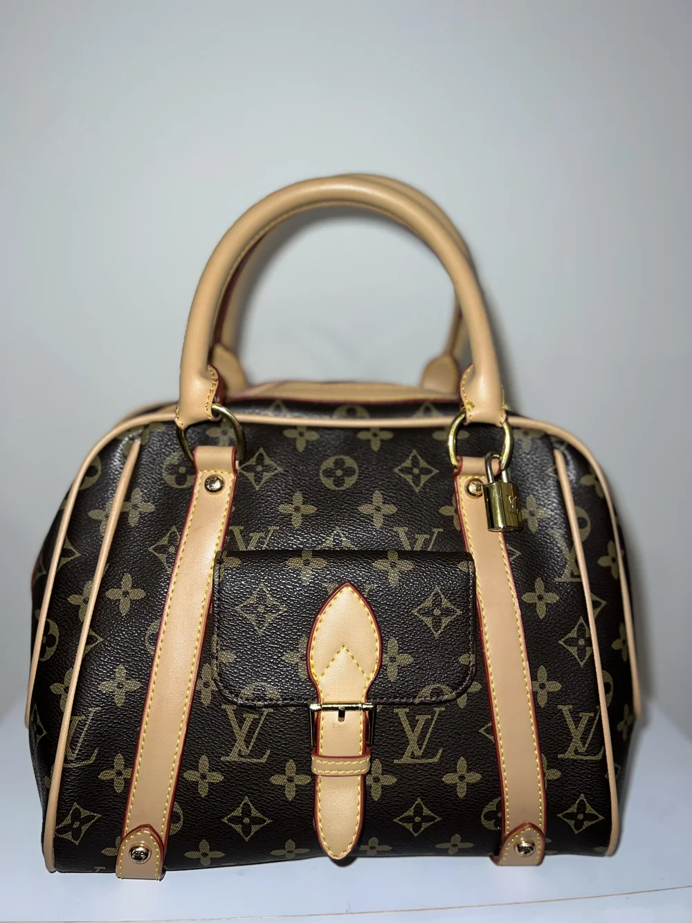 Louis Vuitton Brown Monogram Canvas Satchel with Vachetta Trim